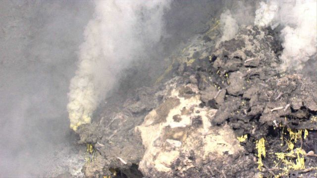 Hydrothermal vents on Kawio Barat submarine volcano spew white smoke Picture