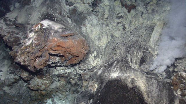 Hydrothermal vents on Kawio Barat submarine volcano spew white smoke Picture