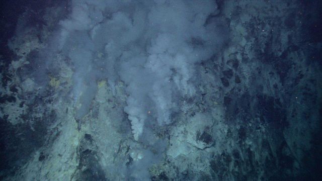 Hydrothermal vents on Kawio Barat submarine volcano spew white smoke Picture