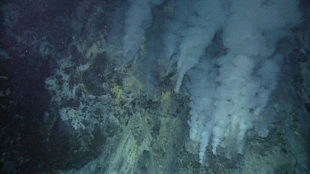Hydrothermal vents on Kawio Barat submarine volcano spew white mineral-laden fluids Picture