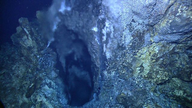 Huge 3-foot orifice of hydrothermal vent at the Von Damm vent site Picture