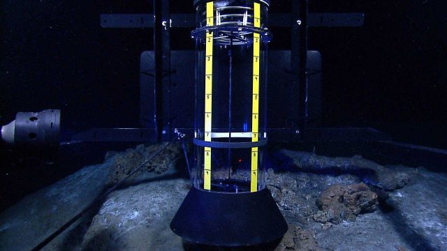 Photo -2 of sequence showing capture of methane gas which forms hydrate at the top of the methane bucket. Picture