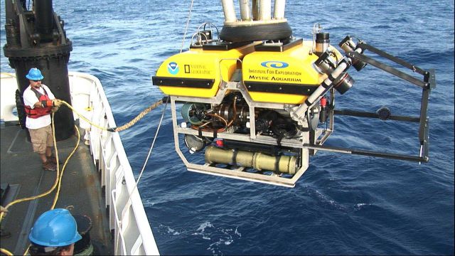 Launching Little Hercules from the after deck of the OKEANOS EXPLORER Picture
