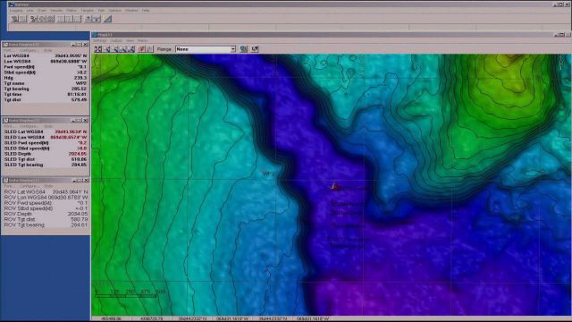 Location of ROV superimposed over bathymetry. Picture