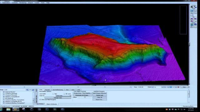 Three-D view of Mytilus Seamount bathymetry as observed by ROV operator and science party. Picture