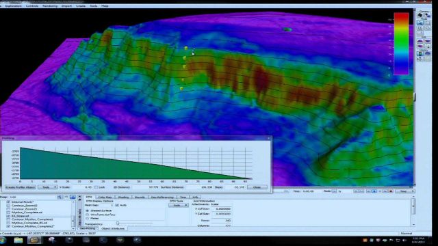 3-D view of ROV D2 climbing wall to summit of Mytilus Seamount. Picture
