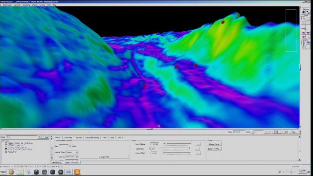 Multi-beam map showing ROV transect on April 16. Picture