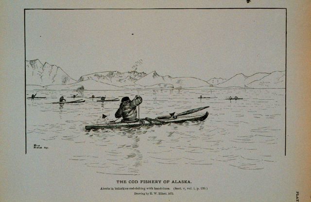 Natives in boats fishing with hand-lines Picture