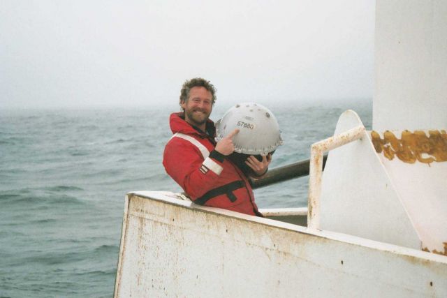 Deploying a drifter buoy. Picture
