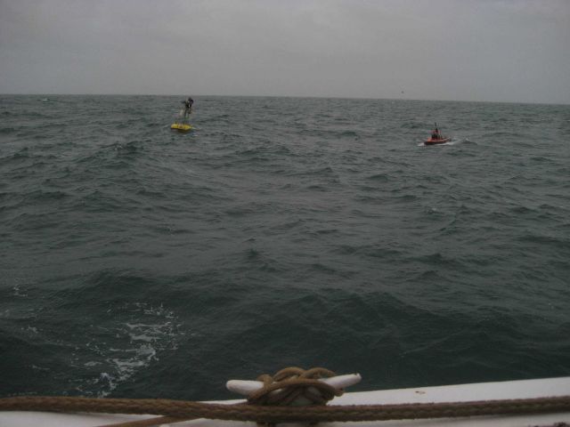 FOCI (Fisheries Oceanography Coordinated Investigations) buoy mooring operations off the NOAA Ship MILLER FREEMAN. Picture
