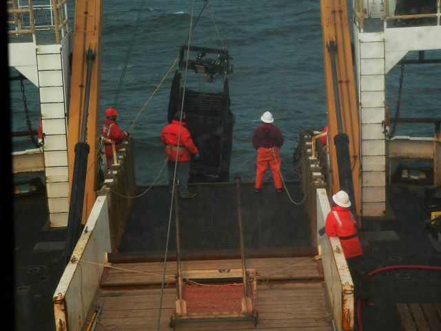 Deploying MOCNESS (Multiple Opening Closing Net Environmental Sensing System). Picture