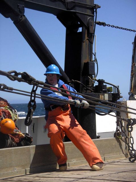 Deploying the trawl. Picture