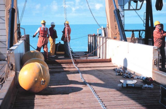 Deploying an oceanographic buoy from the NOAA Ship MILLER FREEMAN Picture