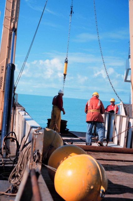 Deploying an oceanographic buoy from the NOAA Ship MILLER FREEMAN Picture