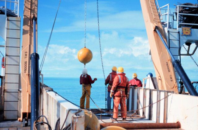 Deploying an oceanographic buoy from the NOAA Ship MILLER FREEMAN Picture