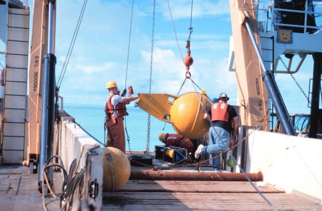 Deploying an oceanographic buoy from the NOAA Ship MILLER FREEMAN Picture