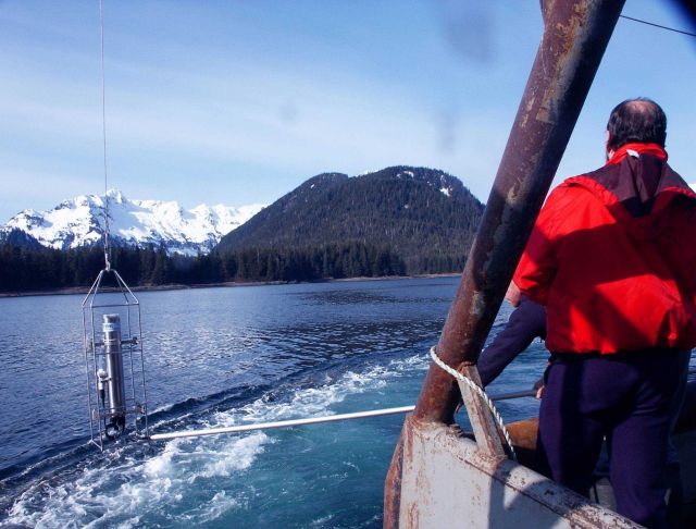 CTD cast - retrieving a CTD after a cast in Frederick Sound off the NOAA Ship JOHN N Picture