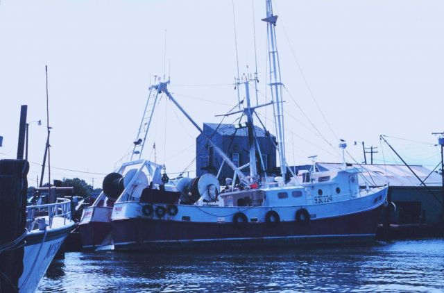 The F/V JAIME MAE rigged for fluke at the Co-op Seafood dock. Picture