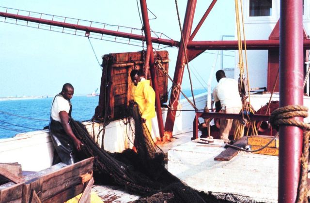 Deck scene on a shrimp trawler Picture