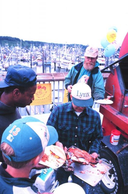 Time to eat the salmon at a community fish fry in support of the United Seiners Association Picture