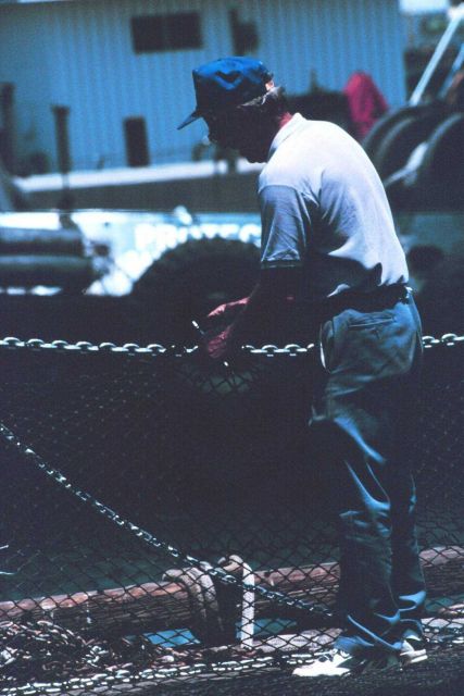 Crew readying netting for next trip Picture