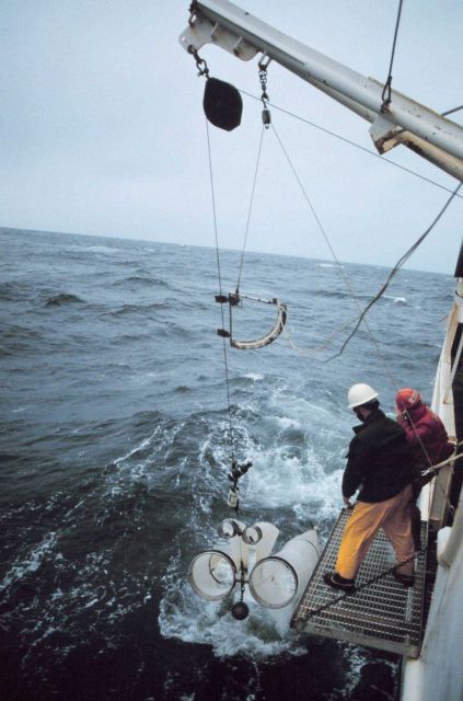Deploying bongo nets for sampling plankton Picture