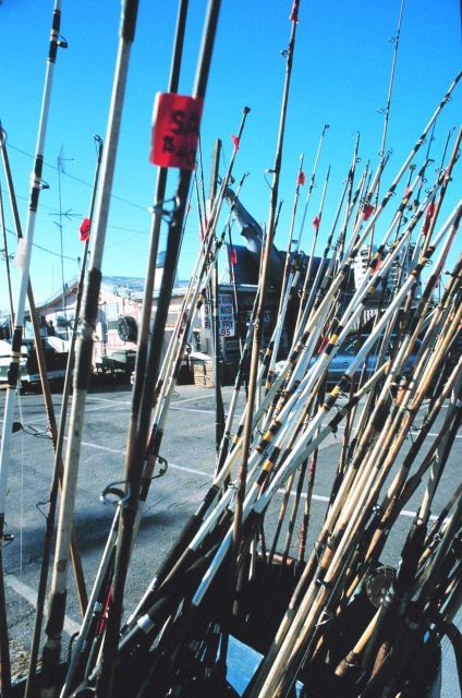 Fishing poles for rent at Deebold's Marina Picture