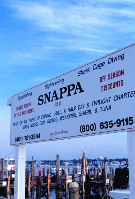 Sign advertising availability of a head boat at Point Judith Picture