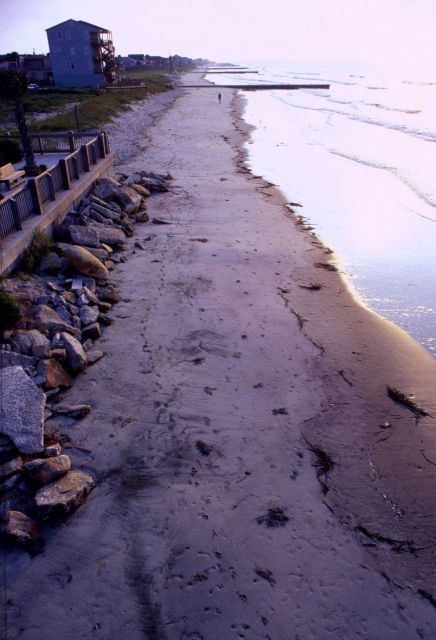 A series of wooden groins tries to halt erosion of the vanishing sands in Folly Beach, South Carolina Picture