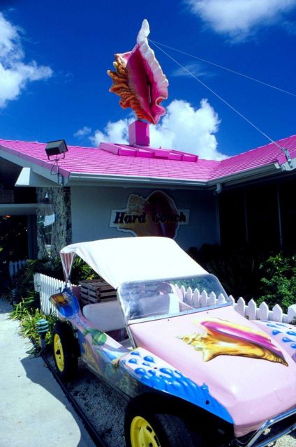 Neon-pink is unusual in outdoor art, but seems perfect for the queen conch adorning this Florida Keys Lodge Picture