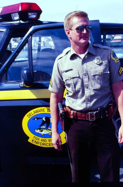 State officials, such as this Delaware fish and wildlife officer in Lewes, have the largest role in fisheries enforcement. Picture