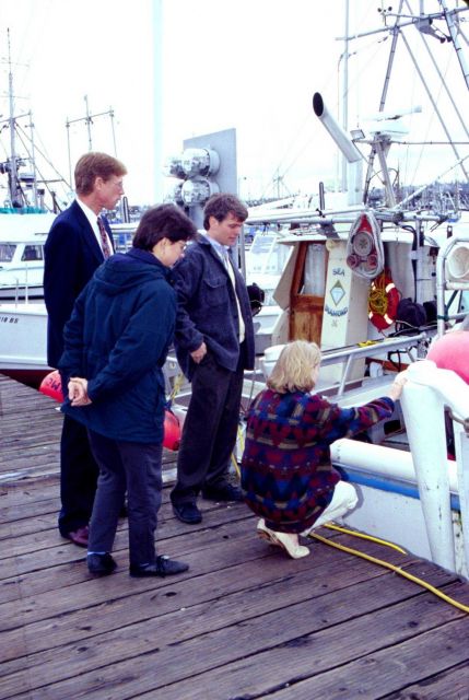Representatives of a fisheries trade magazine canvassing the docks for information. Picture