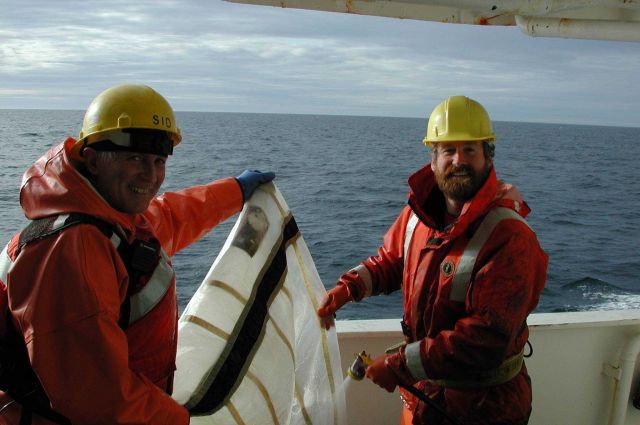 Securing plankton from Bongo net tow for microscopic study Picture