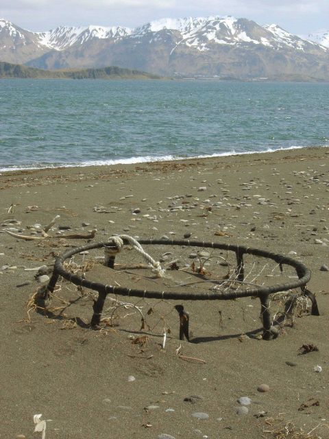 A derelict crab pot on an Aleutian Island Beach Picture