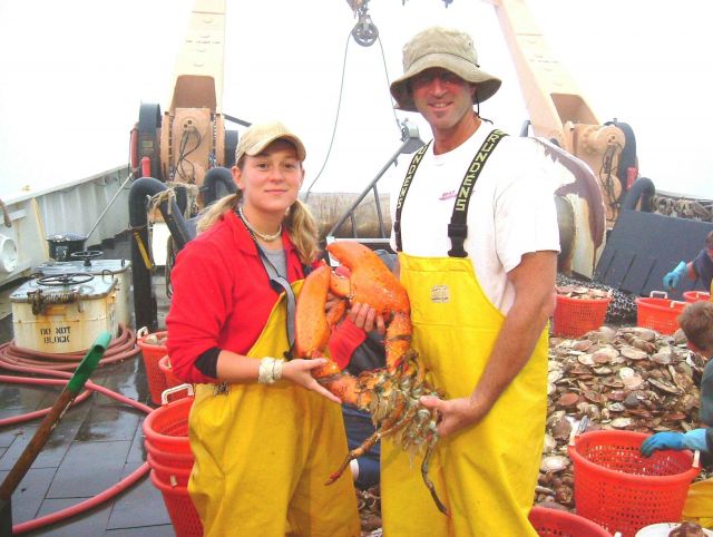 A giant lobster (Homarus americanus) on the stern of the ALBATROSS IV. Picture