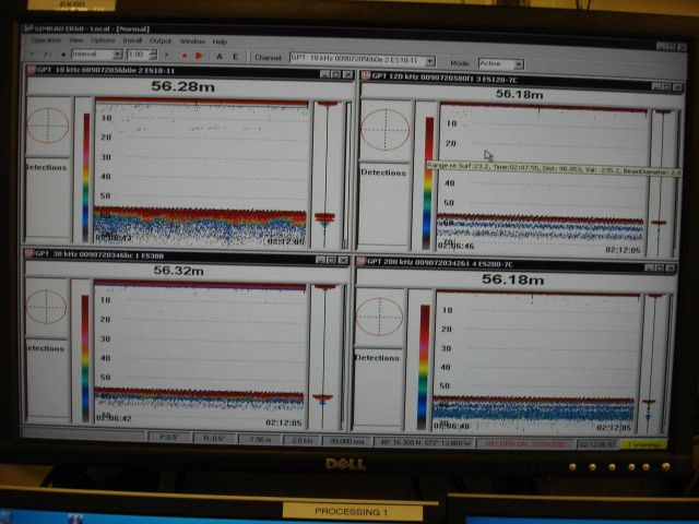 Acoustic monitoring screen on the HENRY BIGELOW showing bottom configuration Picture