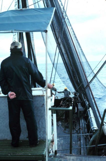 Power block operator monitors the net as it comes aboard Picture