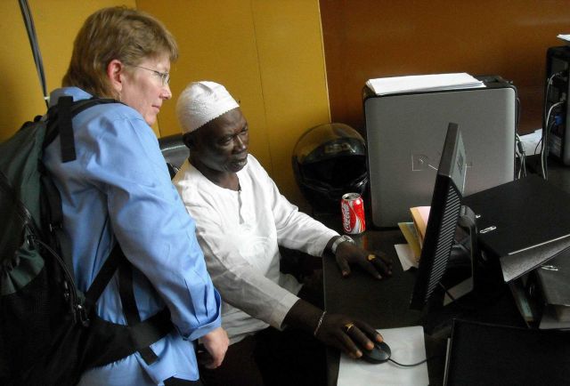Teresa Turk, NMFS International Affiars, West Africa Capacity Building Lead, being instructed on Sierra Leone digitized observer data Picture