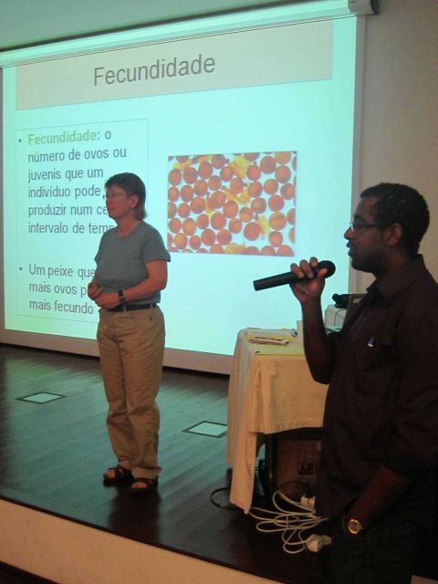 Teresa Turk, instructing Beginning Fisheries, NMFS International Affairs capacity building course, Sao Tome and Principe Picture
