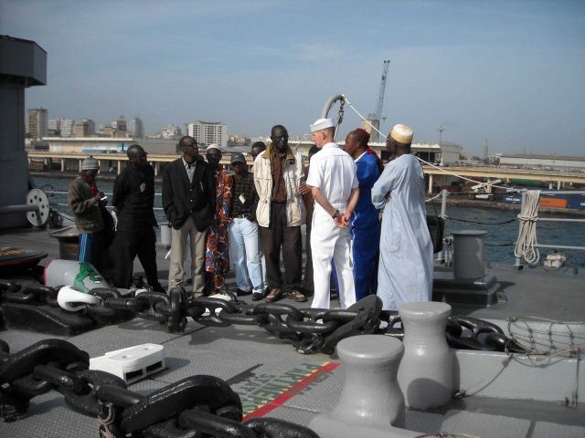 Group of local officials and artisanal fishermen on tour of USS NASHVILLE, LPD-13 Picture