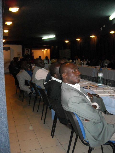 Senegalese artisanal fishermen at presentation made by NOAA NMFS International Affairs representative. Picture