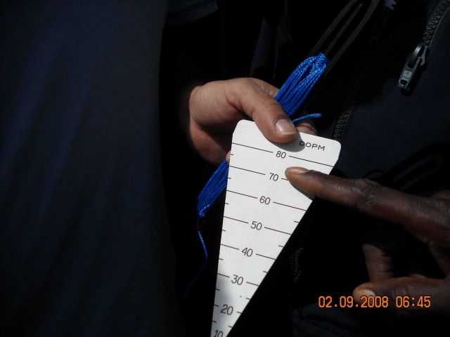 Scale for measuring fish width for assurance of comliance with regulations. Picture
