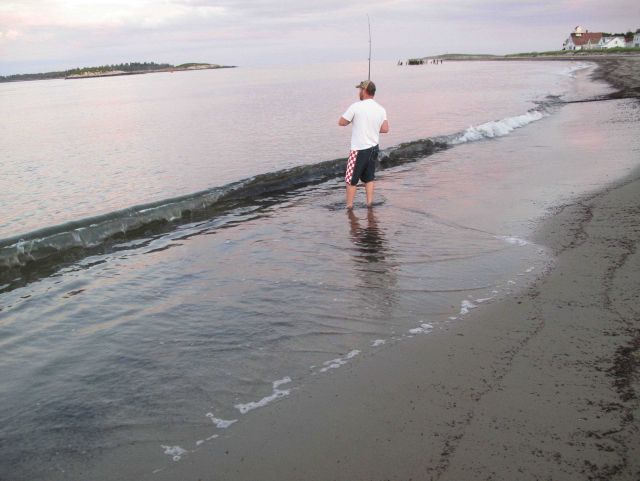 Fisherman at mouth of Kennebec River. Picture