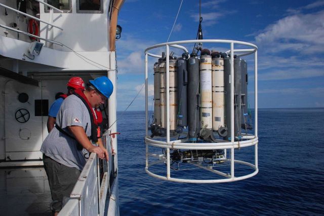 CTD rosette being deployed Picture