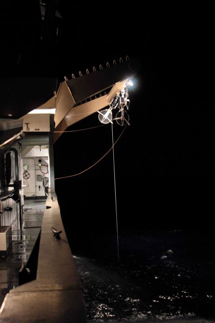 CTD operations at night on the NOAA Ship PISCES Picture