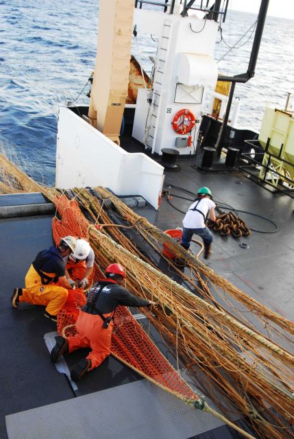 Deploying Aleutian wing trawl off NOAA Ship PISCES Picture
