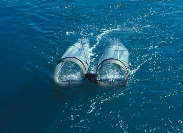 Bongo nets being towed Picture