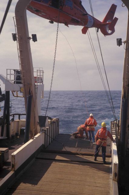 USCG helicopter medical evacuation from NOAA Ship MILLER FREEMAN Picture