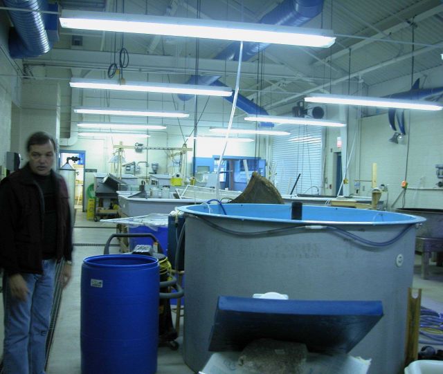 Director John Curtis in Bridgeport Aquaculture Vocational School lab in Bridgeport, Connecticut. Picture
