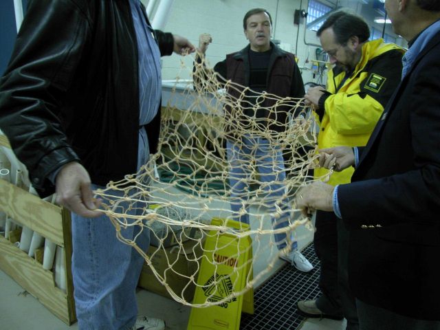 Close-up view of handmade net used in growing marine algae Picture